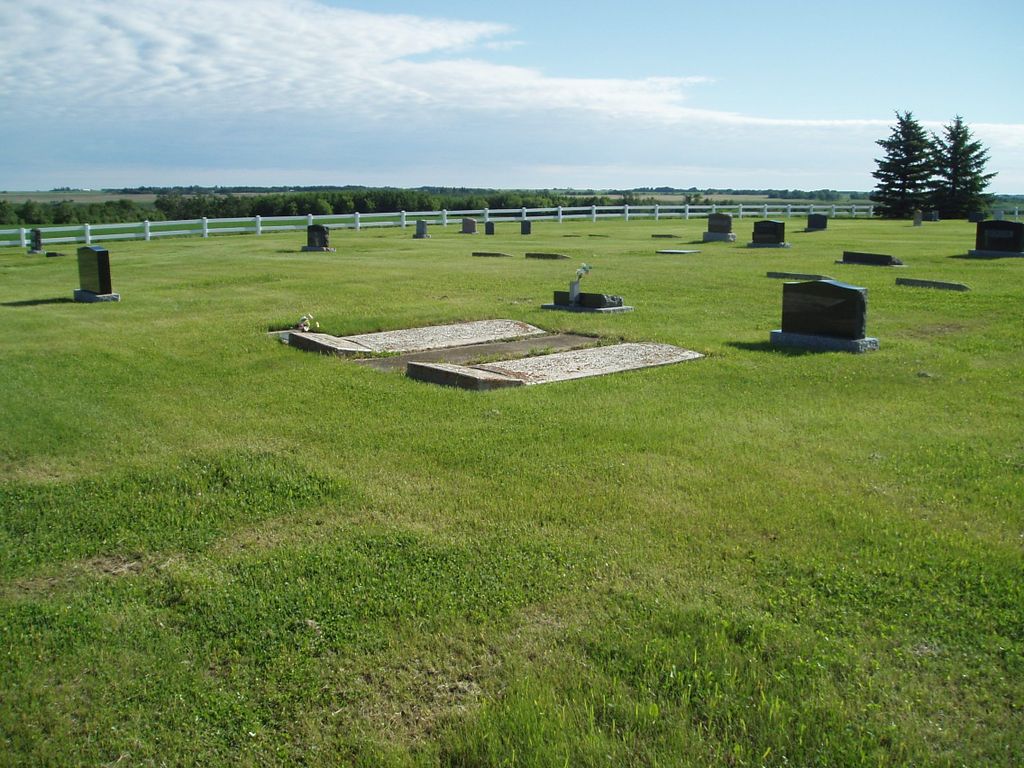 Headstone and surrounding landscape at Meeting Creek Cemetery